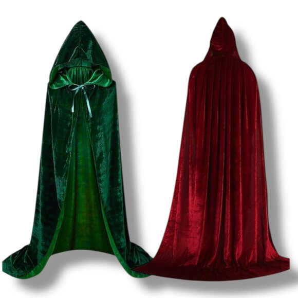 Burgundy Red Velvet Oversized Hooded Cloak Cape - NEW - Picture 4 of 4